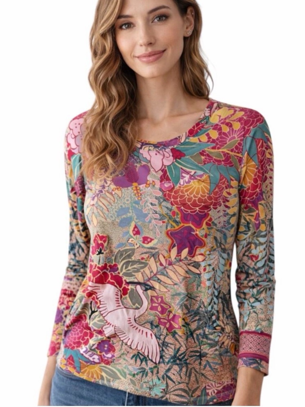 Johnny Was Getsu Floral-Print Shirt Size XL